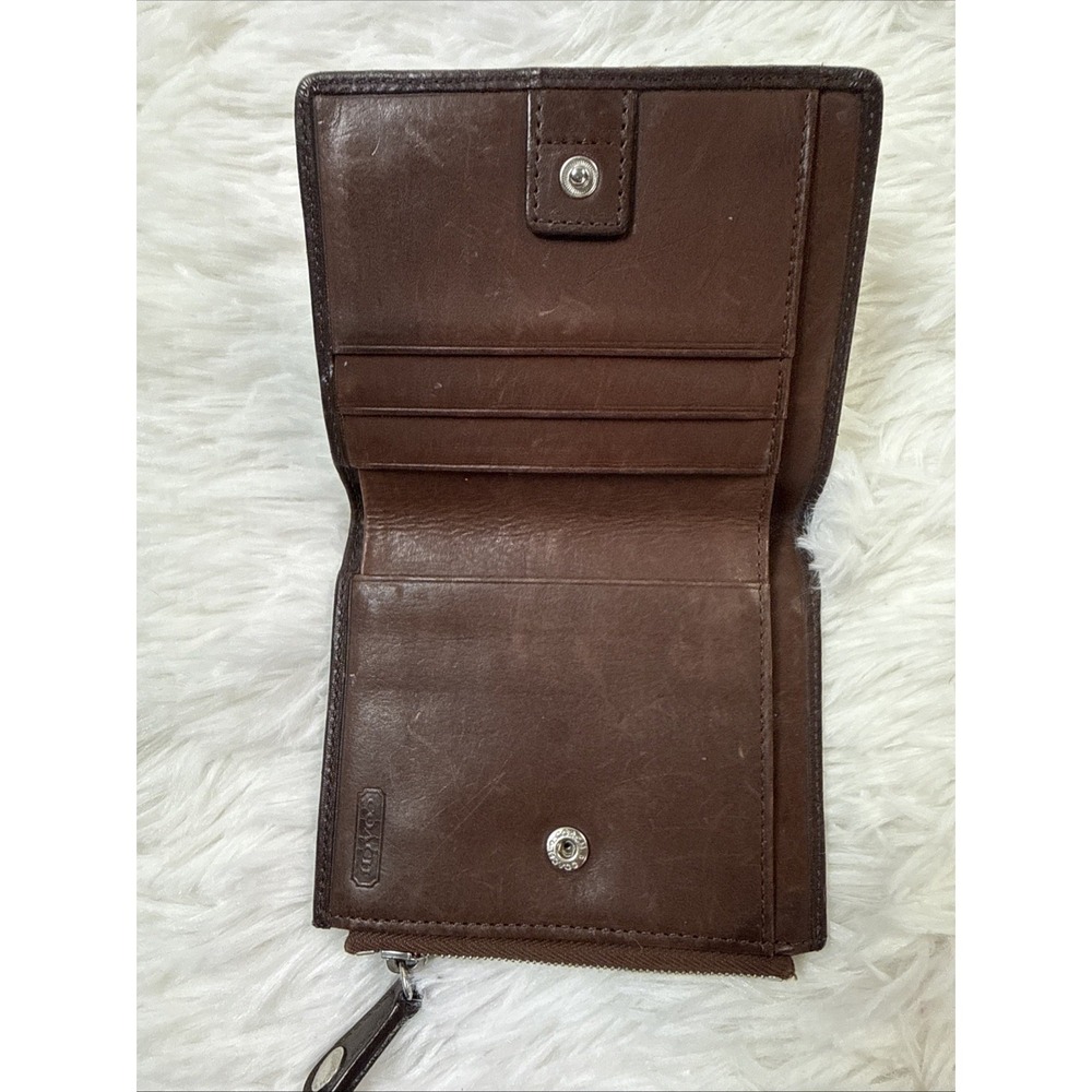 Vintage Coach Brown Glove Tanned Leather Zip Around Bifold Wallet - Picture 6 of 8